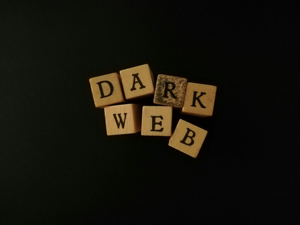 Dark web lettering on black background